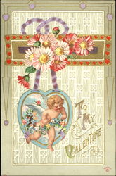 Cupid on Heart-Shaped Pendant Postcard