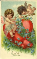 Cupids on a Heart Postcard Postcard