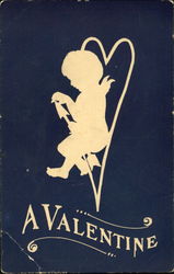 White shadow of cupid on an arrow Postcard