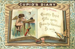 Cupid's Diary Open on Table Postcard