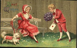 Boy bringing girl flowers Boy bringing girl flowers