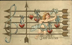 Cupid Among Arrows Forming Lines for Musical Notes Postcard