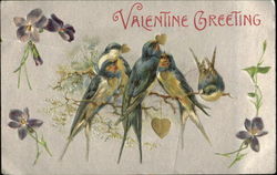 Swallows and violets Postcard