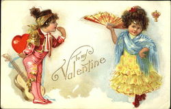 Boy guitarist and girl dancer in Spanish dress Postcard