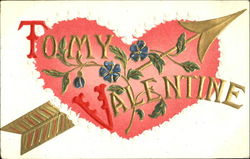 Large Red Heart With a Golden Arrow Through it Postcard Postcard