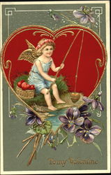 Cupid Fishing Postcard Postcard