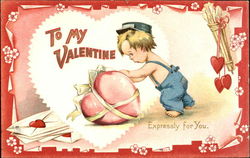 By wrapping bow around heart Postcard