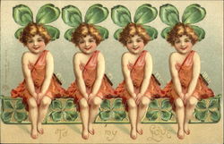 Four Girls with Clovers Postcard