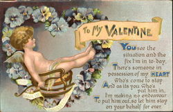 Cupid sitting in a Heart of Flowers Postcard