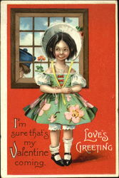 Funny little girl in a flowered dress Children Postcard Postcard