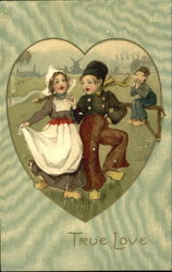 Dutch Boy and Girl Dancing Children Postcard Postcard