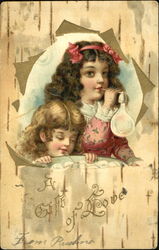 Two children blowing bubbles Postcard