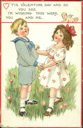 Boy and Girl holding hands Postcard