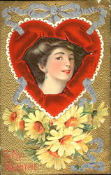 Woman in cut-out with flwoers Woman in cut-out with flwoers