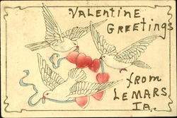 Doves with Hearts on a Ribbon Postcard