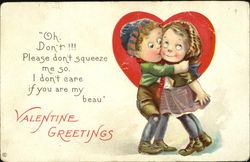 Two kids kissing with a hear behind them Postcard