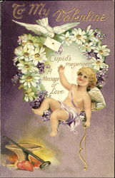 White Dove Delivering a Sealed Letter to Cupid Postcard