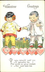 Asian Boy and Girl Holding Hands Postcard
