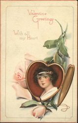 Woman's picture in locket Postcard