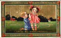 Kneeling boy holding a girl's hand Postcard