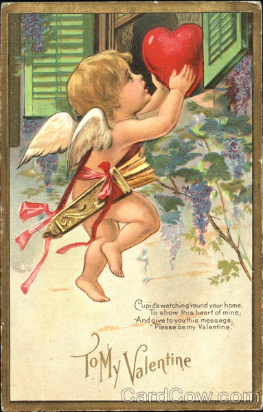 Cupid Putting a Heart Through an Open Window