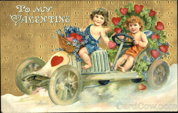 Cupids driving soapbox car