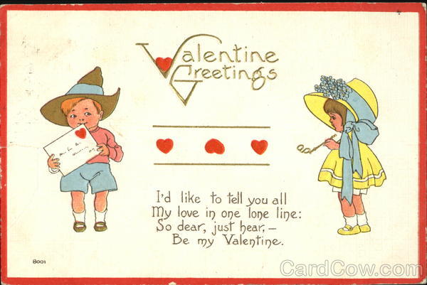 Boy with an enveloppe and little girl watching him