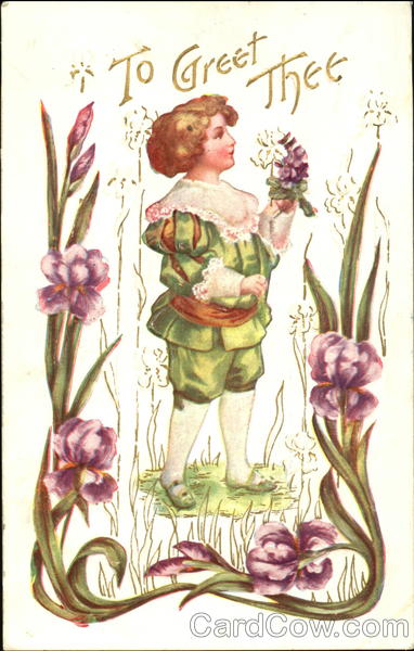 Boy smelling flowers Children