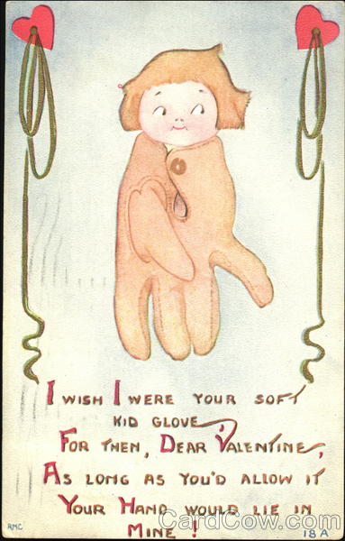 Cartoon of toddler in glove with button Children