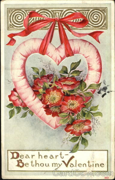 Red flowers in quilted heart