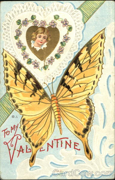 Butterfly and girls portrait in heart Animals