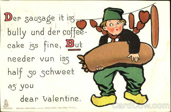 German-dressed boy with huge sausage Comic