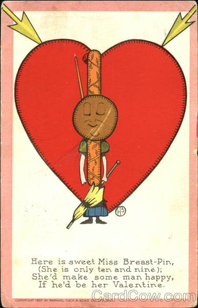 Drawing of heart-shaped breast pin