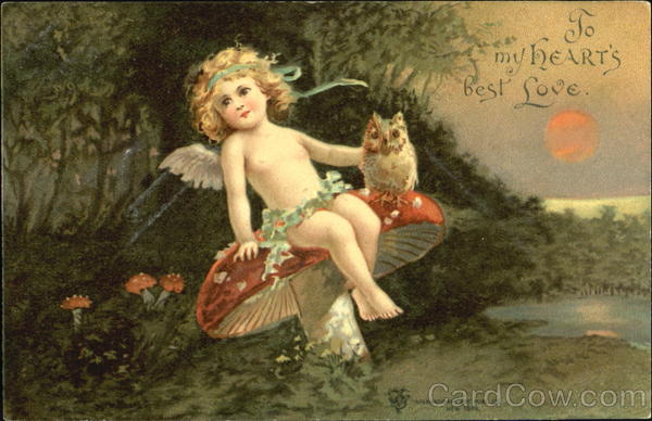 cherub sitting on a mushroom Fantasy