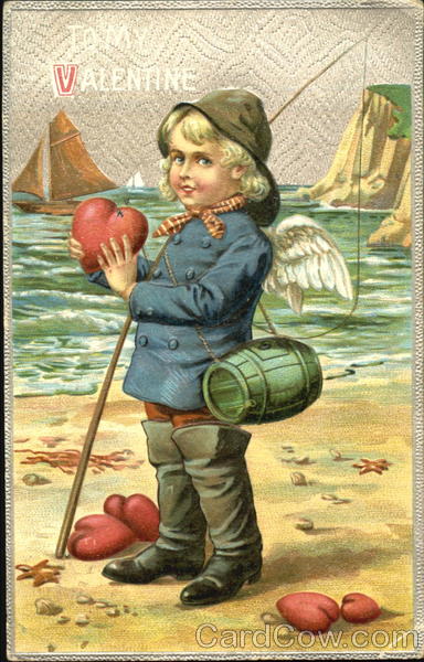Boy hunting heart in sea Children