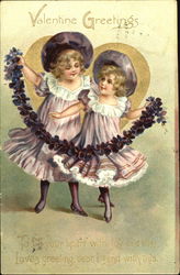Children Holding a Garland Postcard