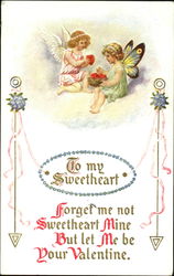 Cupids on Cloud Sorting Hearts Postcard