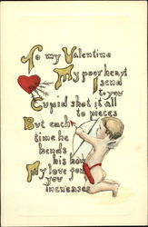 Cupid Shooting Arrows Postcard