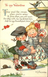 Children Avoiding a Snail Postcard