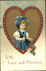 A little girl framed in a heart Postcard