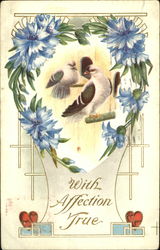 Birds surrounded by flowers Postcard