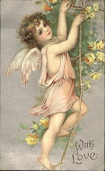 Cupid Climbing a Rope Ladder Postcard