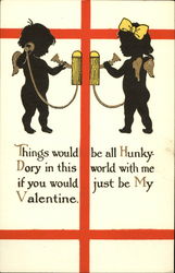 Silhlouetted Cupids Talking to Each Other on the Telephon Postcard