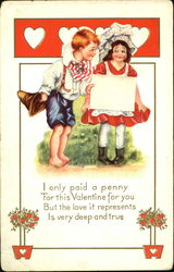 Boy handing girl envelope Postcard