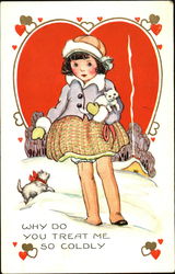 Little Girl and Kitten Postcard