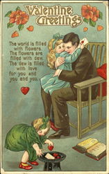 Little girls and their dad Postcard