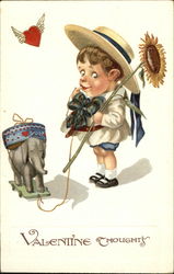 Little boy with toy elephant Postcard