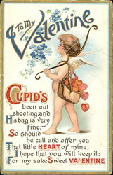 Cupid with a bag of Hearts Postcard