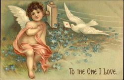 Cupid on Telephone, Dove Delivering Valentine Postcard