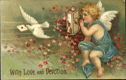 cupid and Messenger Dove Postcard